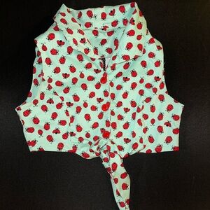 Ladybug Print Sleeveless tie up Top